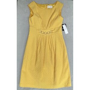 Studio I Womens Dress 8 Butter Yellow Chain Belt Pockets Lined Bright Clean Girl